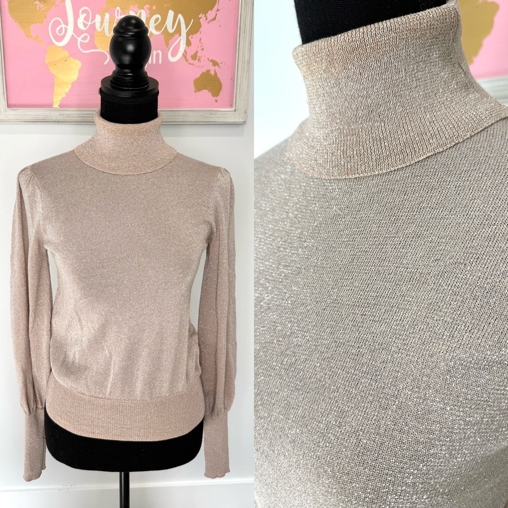 Forever 21 Sparkly Lightweight Nude Turtleneck (XS) - Picture 1 of 6